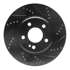 Mercedes-Benz C350E Brake Rotor (1) - Rear Right - R1 Concepts - Drilled & Slotted - Black - `15-`23